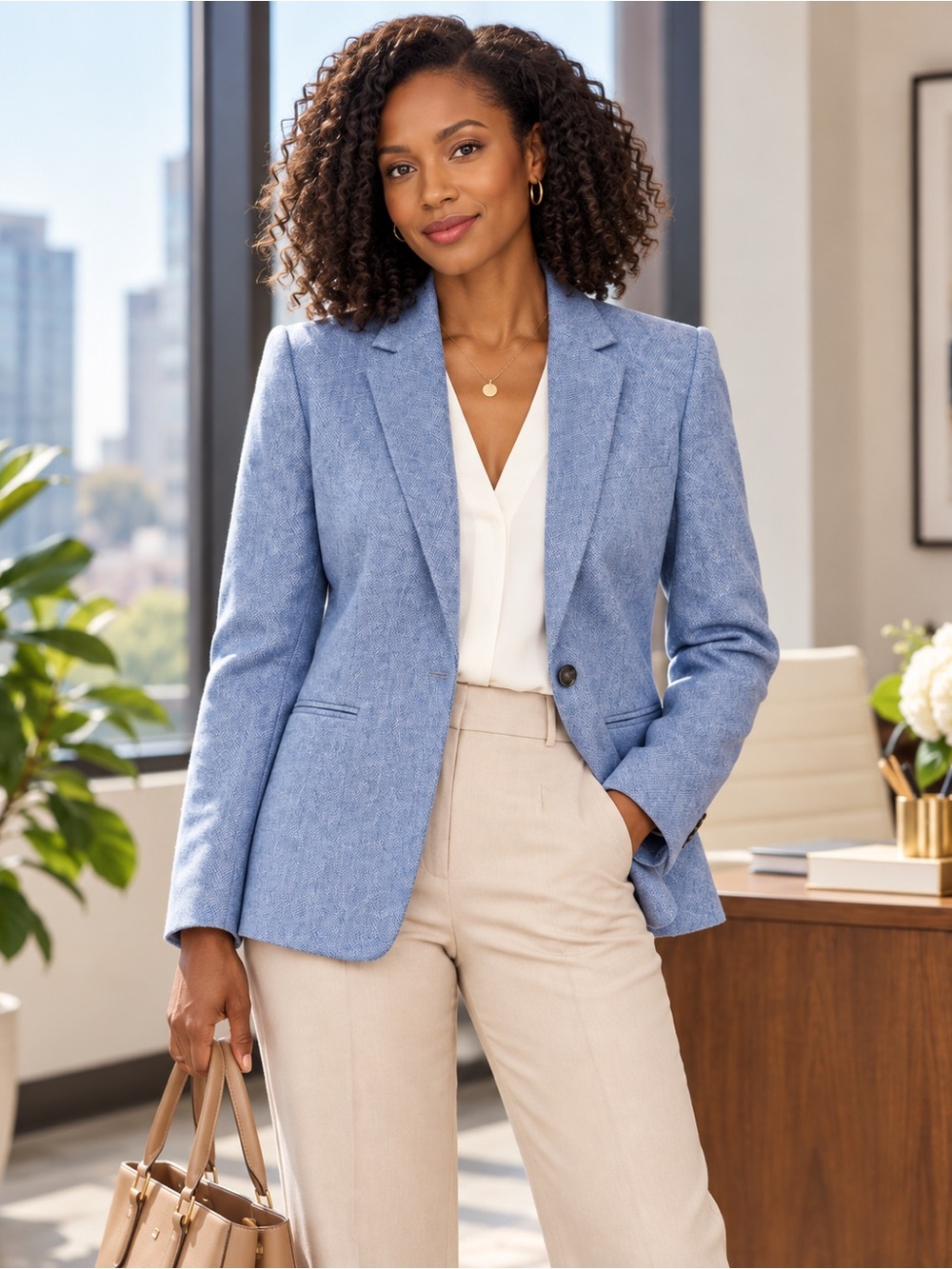 Banana Republic Italian Wool Blend Blazer Light Blue Size 10